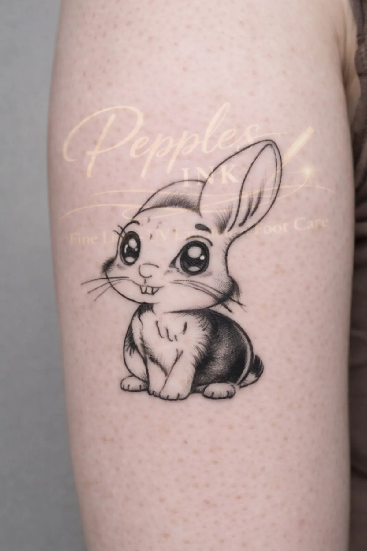 Verspieltes Fine Line Hasen-Tattoo
